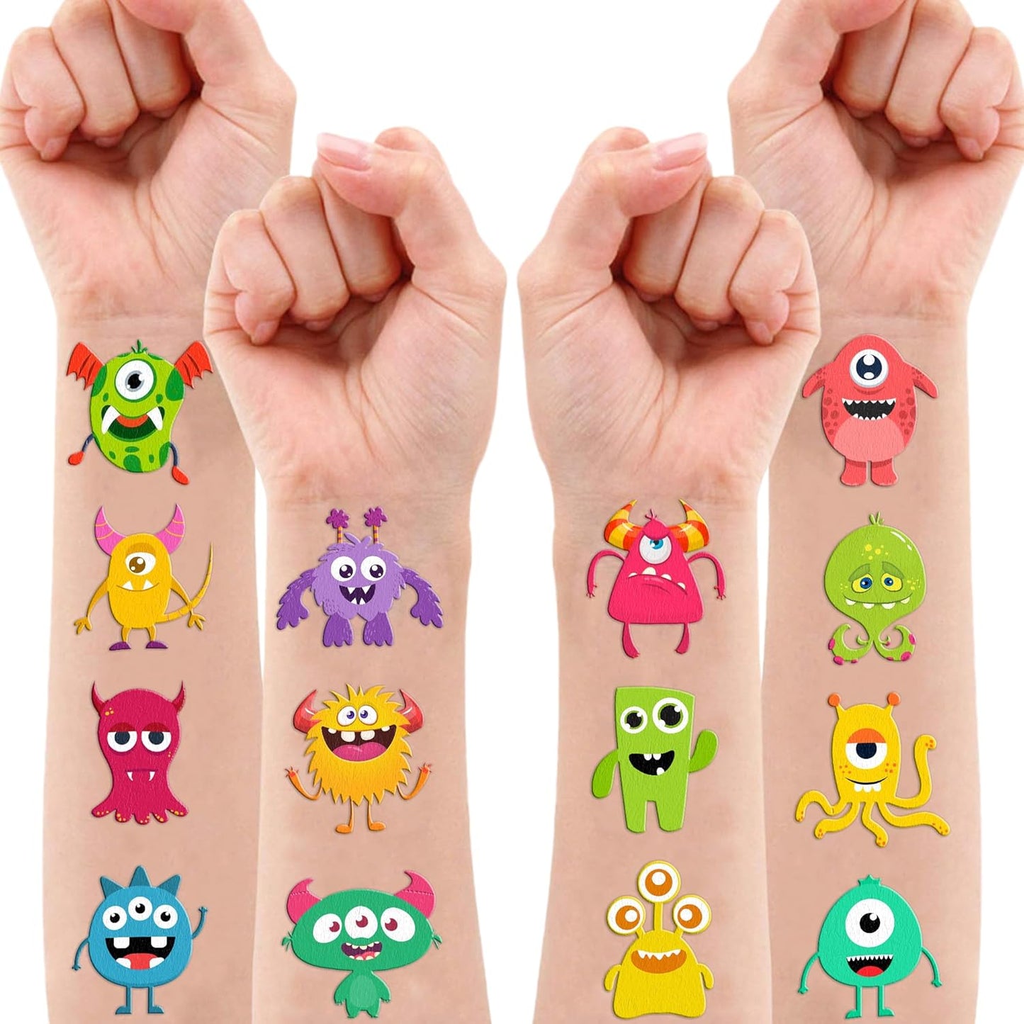 Monster Temporary Tattoos - 100 PCS Cute Little Monster Stickers for Birthday Party Favors | Kids' Rewards & Decorations