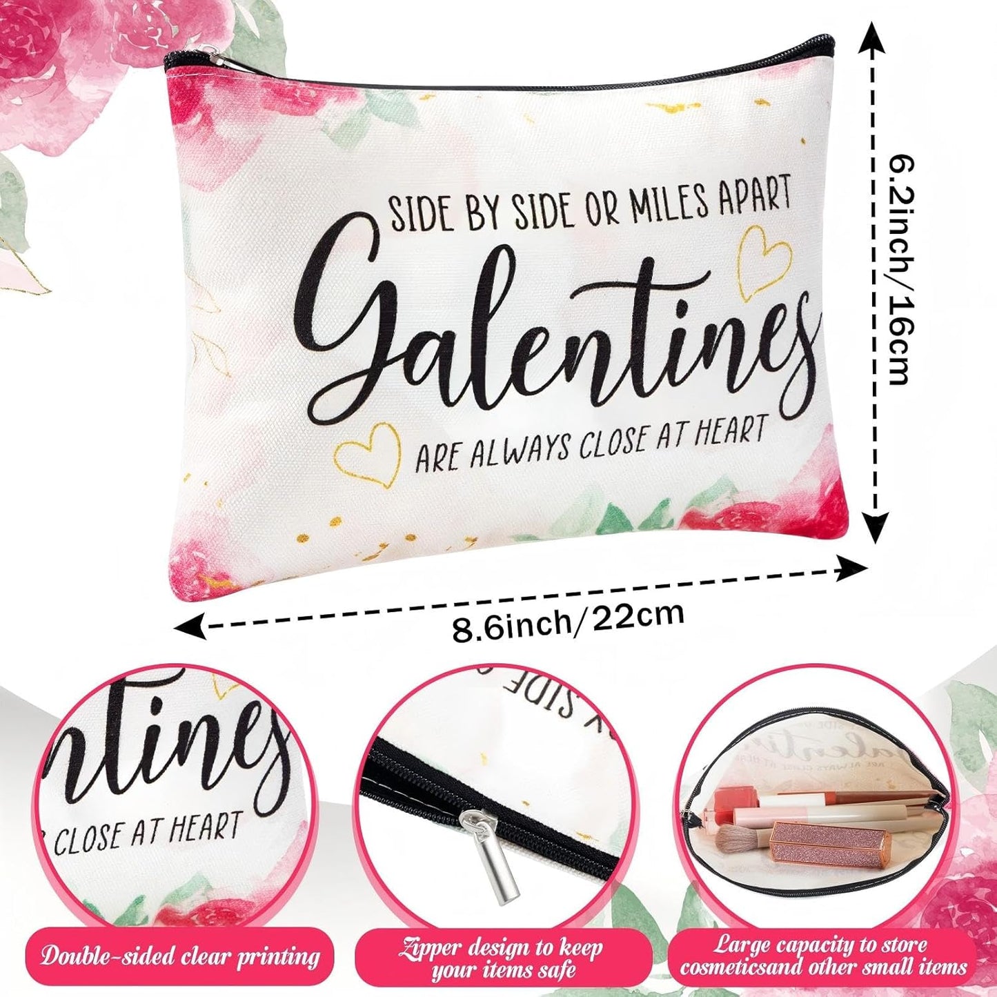 **Reginary Galentine's Day Makeup Bag Set - 6 Pcs Gift for Friends | Perfect for Women, Sisters, and Appreciation**