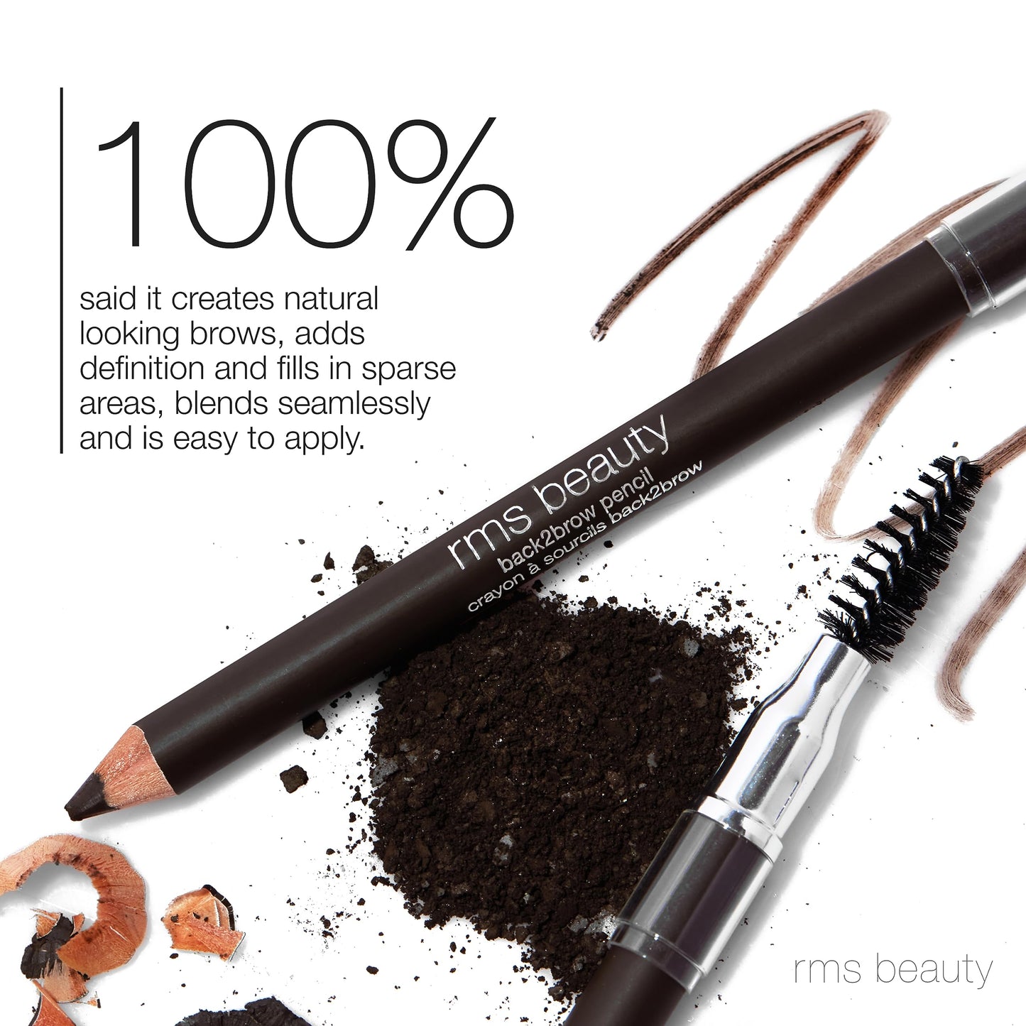 RMS Beauty Back2Brow Pencil - Waterproof Eyebrow Pencil with Fine Tip for Hair Like Strokes - Smudge Proof Long Lasting Precision Brow Makeup, 0.01 oz