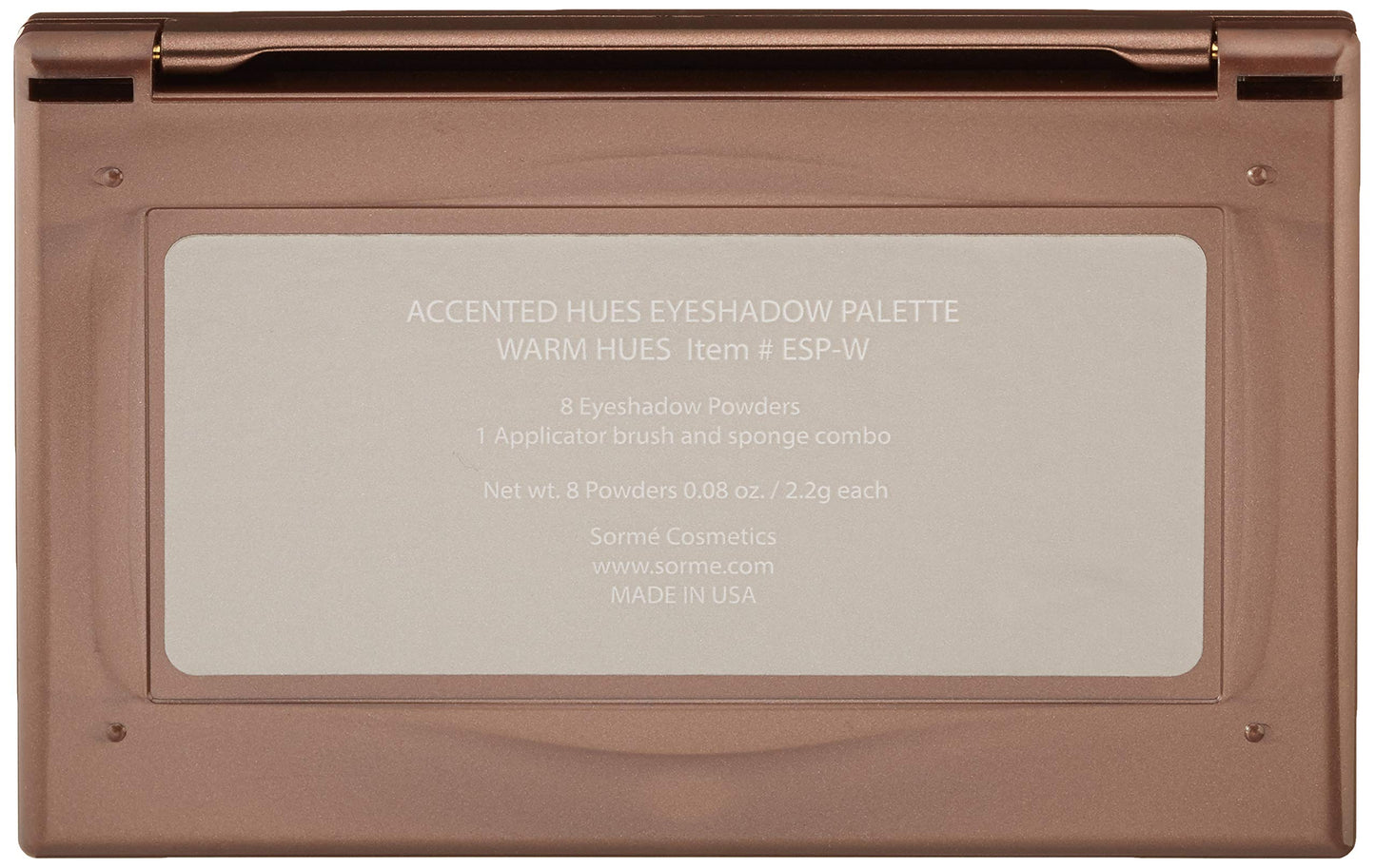 Sorme Cosmetics Accented Hues Eyeshadow Palette in Warm (0.64oz) | 8 Pans of Metallic, Shimmer, and Matte Eyeshadows | With Dual-Ended Makeup Brush Applicator | Blendable and Crease-proof Eye Makeup