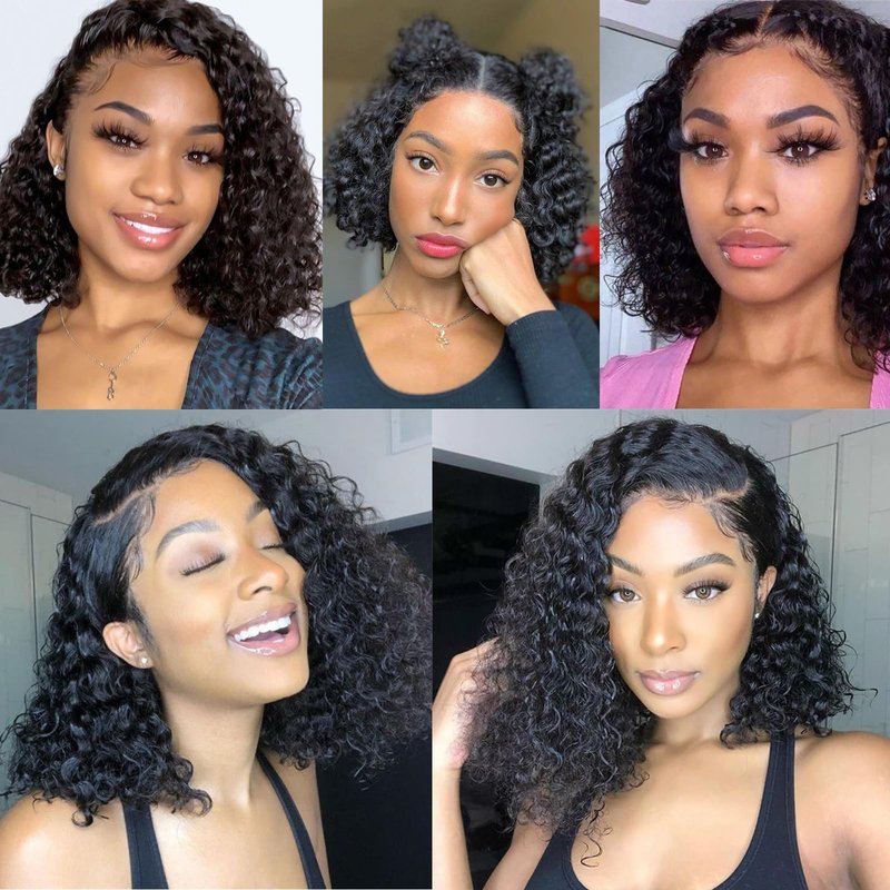 JTdebade Curly Wave Human Hair bundles 10+12 Inch 12A Grade Brazilian 100% Virgin Hair Weave Bundles Human Hair for Black Women (10'' 10'' 12'' 12'')
