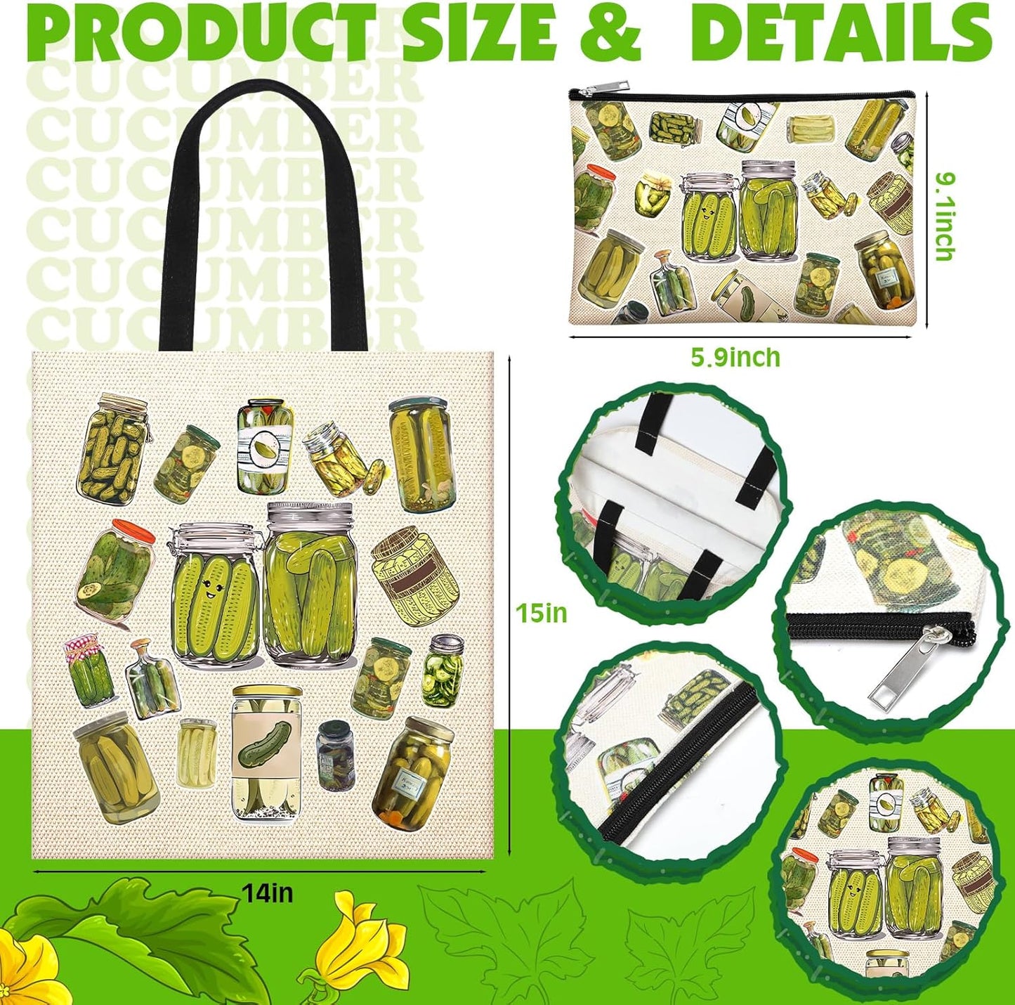 Funny Pickle Gifts Set for Women - 4 Pcs Pickle Lovers Bundle | Blanket, Tote Bag, Makeup Bag & Socks