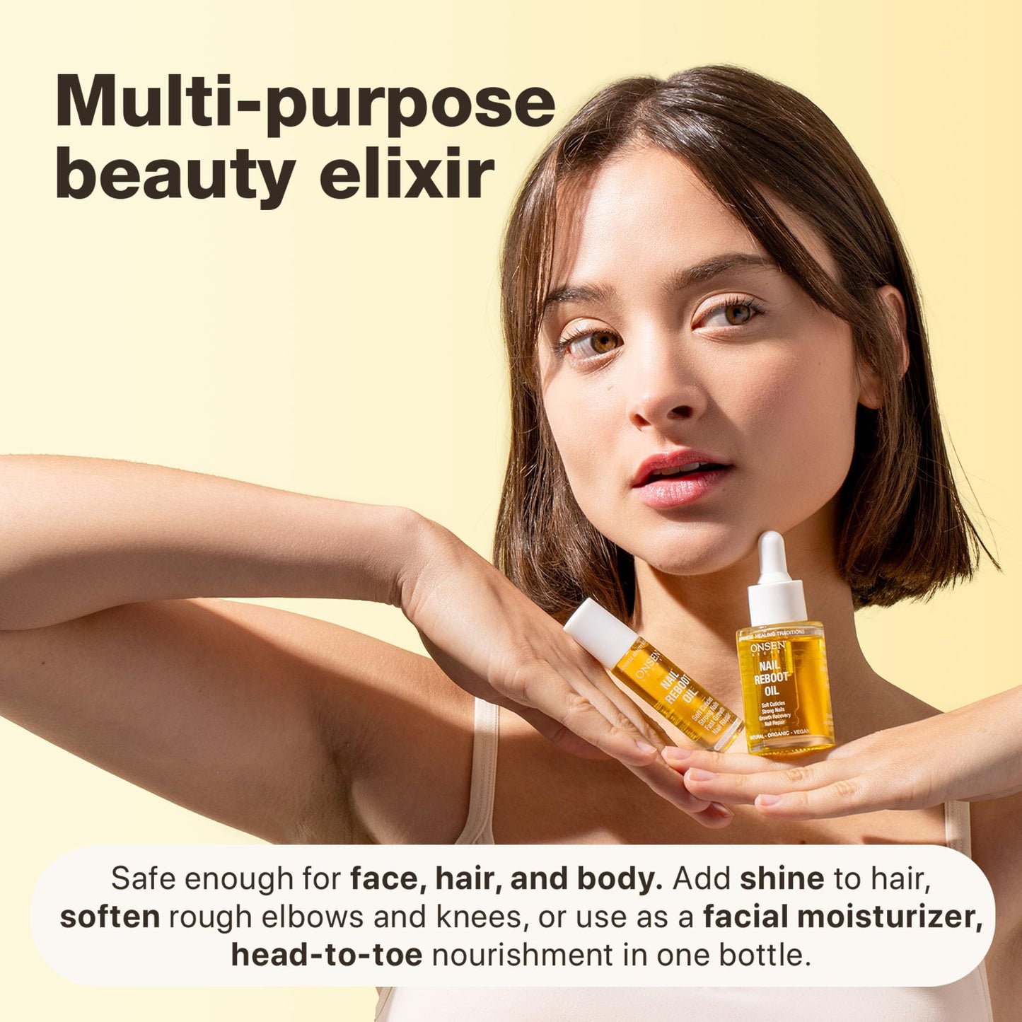 Onsen Secret Nail & Cuticle Repair Oil (10ml) - Dry Oil Formula - Japanese Tsubaki, Tea Tree & Jojoba - Strengthens Nails, Repairs Cuticles, Hydrates Skin & Hair - Natural & Vegan