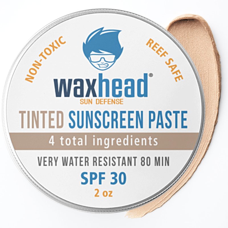 Waxhead Tinted Reef-Safe Mineral Sunscreen SPF 30 Zinc Oxide, Tint Zinc Face Sunscreen for Surfing & Swimming, Zinc Paste Sunblock for Nose & Face, Matte Finish, Travel Size 2 oz Tin