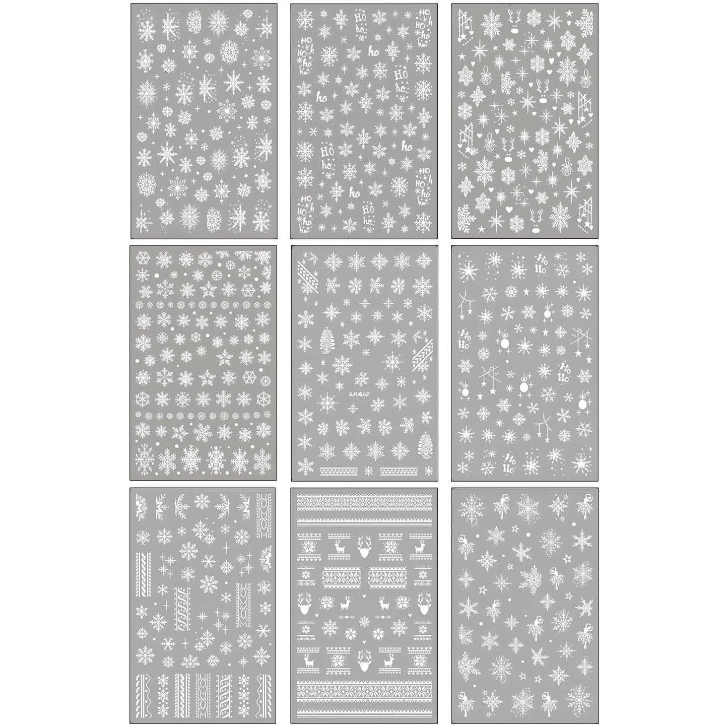 9 Sheets Christmas Snowflake Nail Art Stickers, Winter Romance Nail Decals, White Reindeer 3D Self-Adhesive Nail Sticker, Holiday DIY Manicure Decoration Supplies Accessories for Women Girls