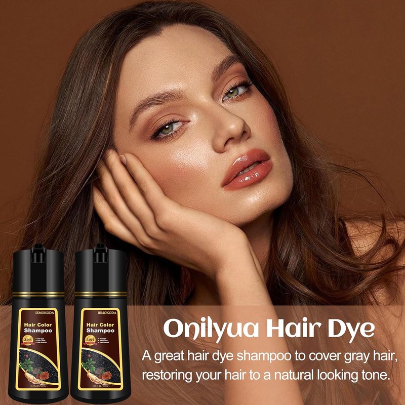 Natural Light Brown Hair Dye Shampoo - 3 in 1 Herbal Color Treatment for Men & Women | 16.9 Fl Oz