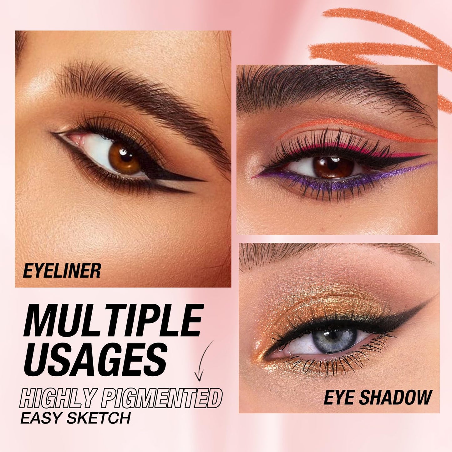LANGMANNI 12Pcs Metal Colorful Eyeliner Pencil Set - Matte & Shimmer Eye Makeup,Smooth Use Long-Lasting & Waterproof Eyeliner Set