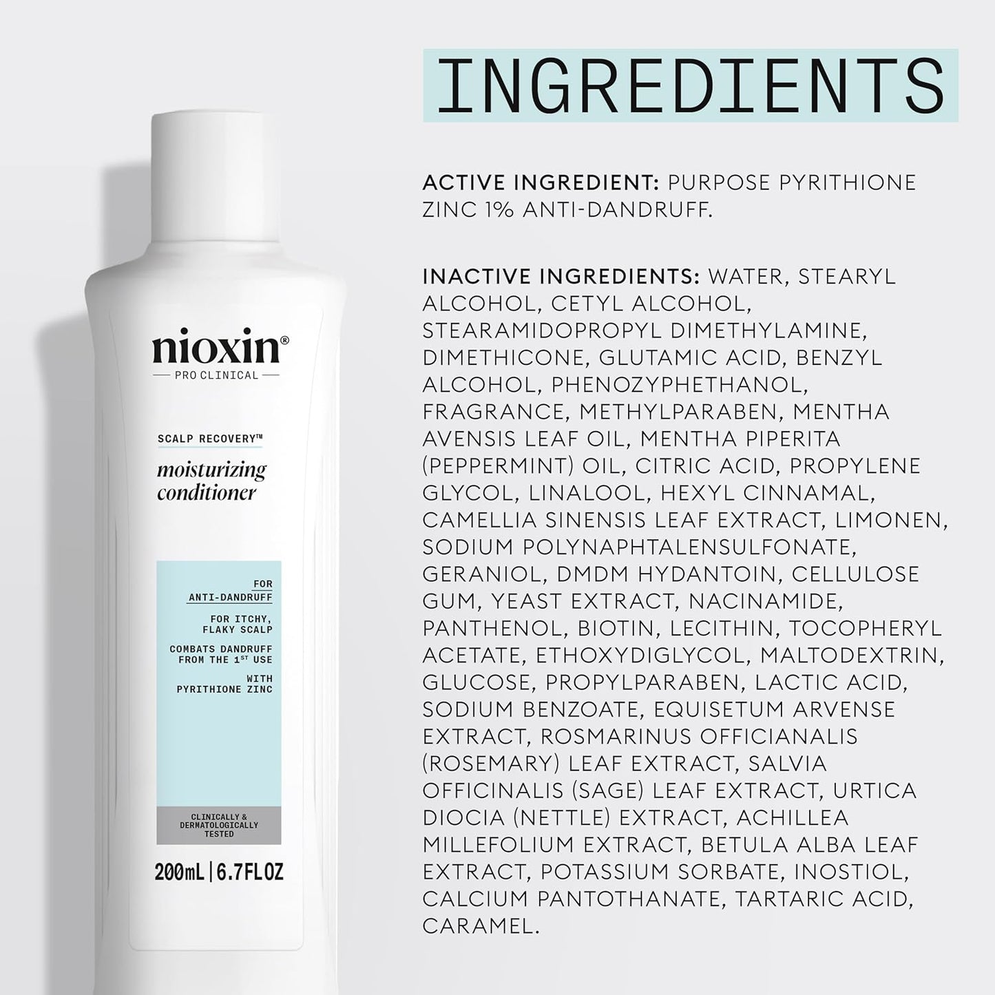 Nioxin Scalp Recovery Moisturizing Conditioner - Anti-Dandruff Formula for Itchy, Flaky Scalp | Pyrithione Zinc & Amino Acids
