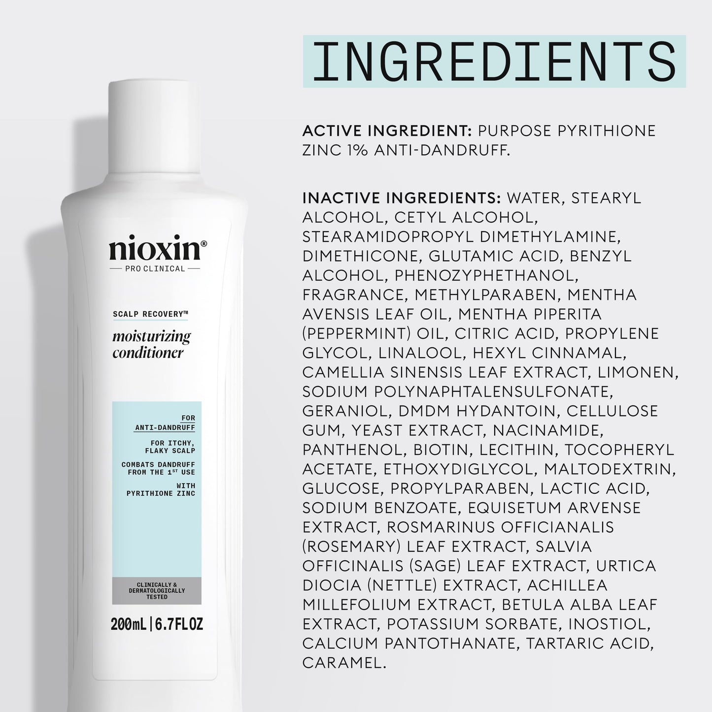 Nioxin Scalp Recovery System Moisturizing Conditioner | With Pyrithione Zinc and Green Tea Extracts | 6.7 Fl oz.