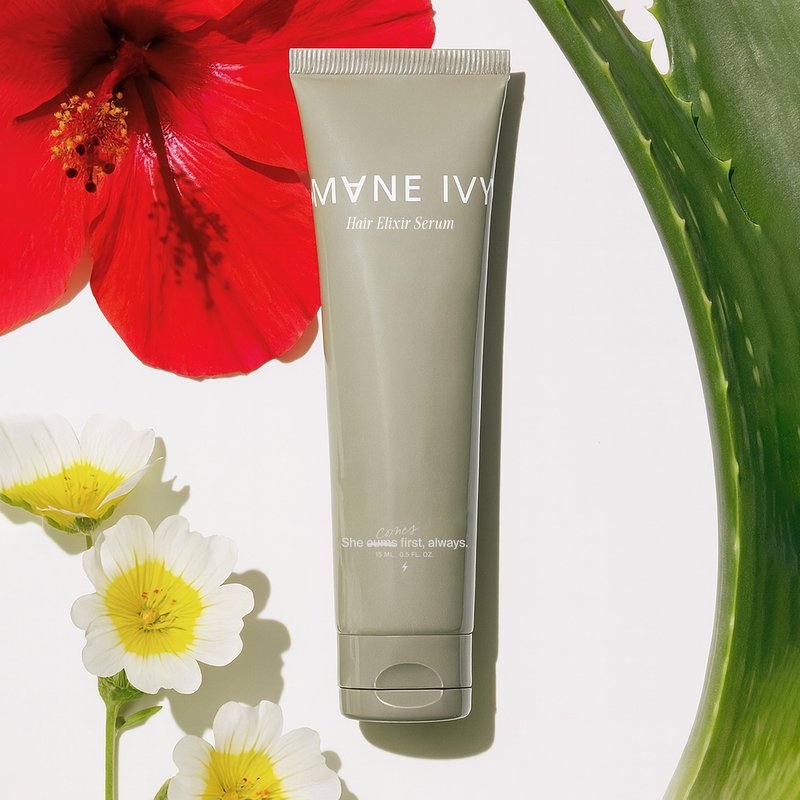 MANE IVY - Total Package Hair Elixir Serum - Smooth Frizz-Free Hair - 40ml 1.3 Fl Oz | Heat Protectant - Daily Styling & Overnight Treatment - Lightweight Formula with Hibiscus & Meadowfoam Extracts