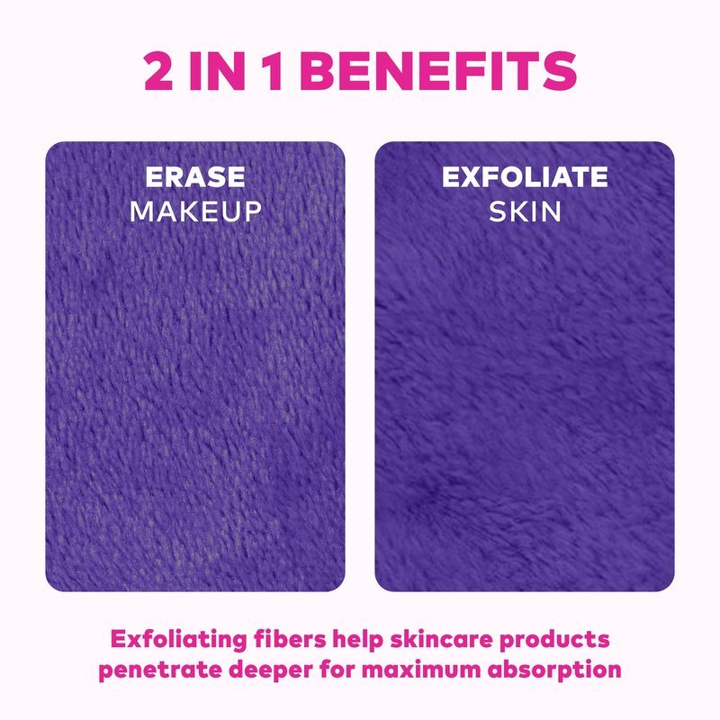 The Original MakeUp Eraser PRO, Effortlessly Remove All Makeup Using Only Water, Including Waterproof Mascara, Eyeliner, Foundation, Lipstick, Sunscreen,and More! Queen Purple, 1 ct.