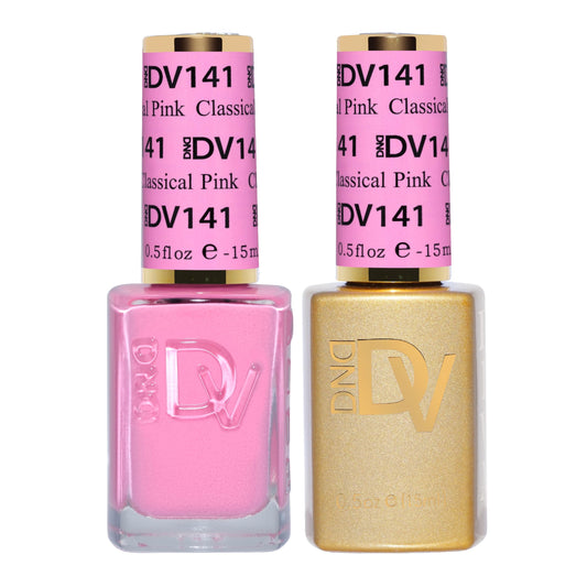 DND Diva Gel Polish Set, Soda Poppin Collection, UV/LED Gel Polish and Air Dry Nail Lacquer, Matching Chip-Free Polish Duo, 141 Classical Pink, 0.5 Fl Oz