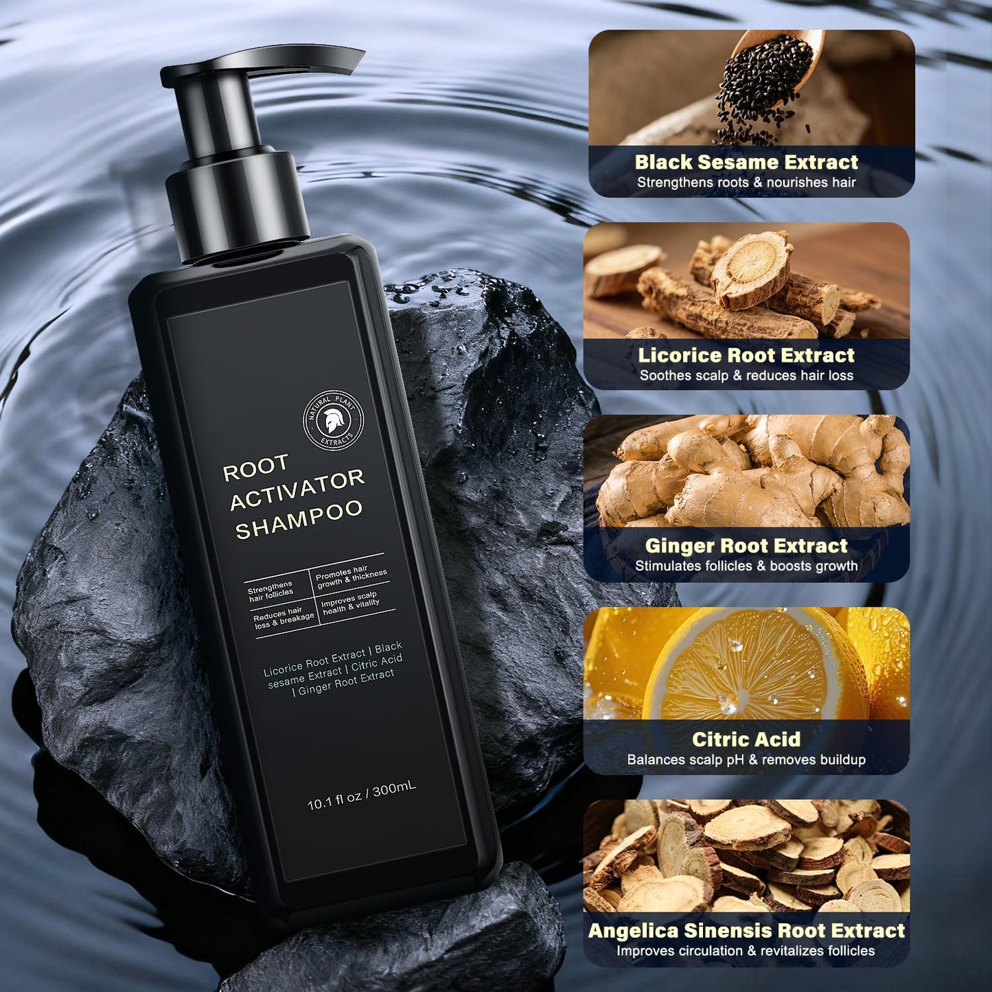 Root Activator Shampoo For Men - Hair Growth Shampoo for Hair Loss and Thinning Hair - 300 mL/10.1 fl oz