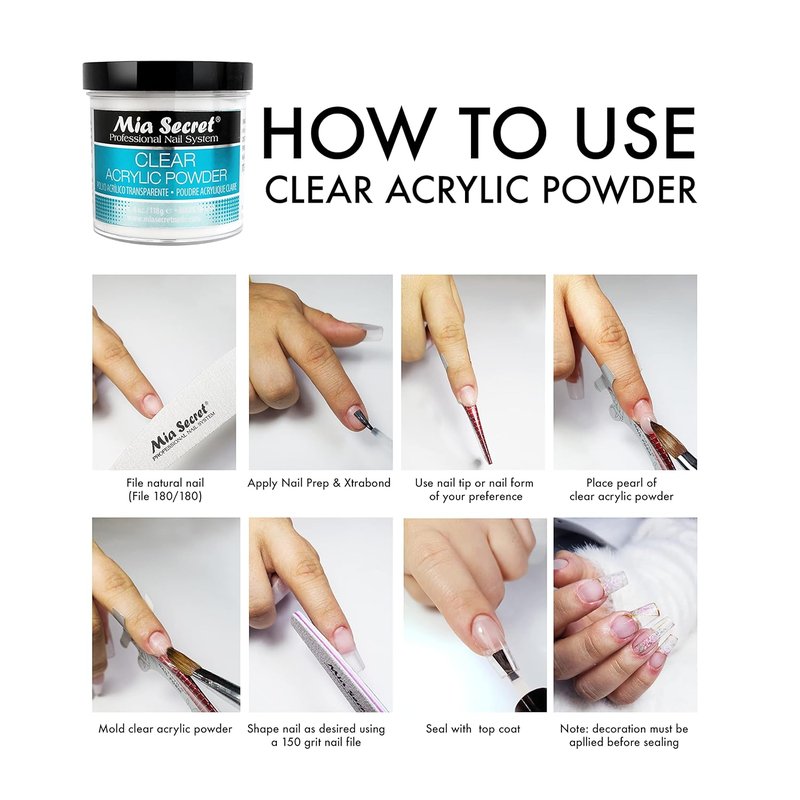 Mia Secret Clear Acrylic Powder - Professional Nail Art | 8oz Size