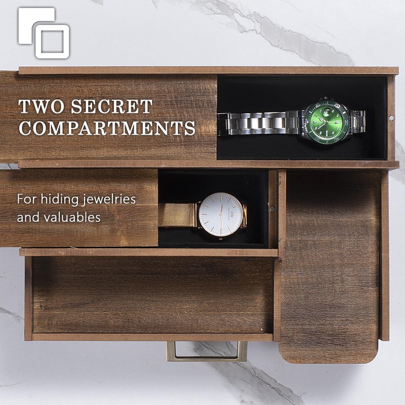 Wishtofly Cologne Organizer for Men, 3 Tier Perfume Display Stand with Drawer and Hidden Compartments, Stylish Wooden Mens Cologne Holder for Dresser Storage, Great Gift for Men/Fathers, Deep Brown