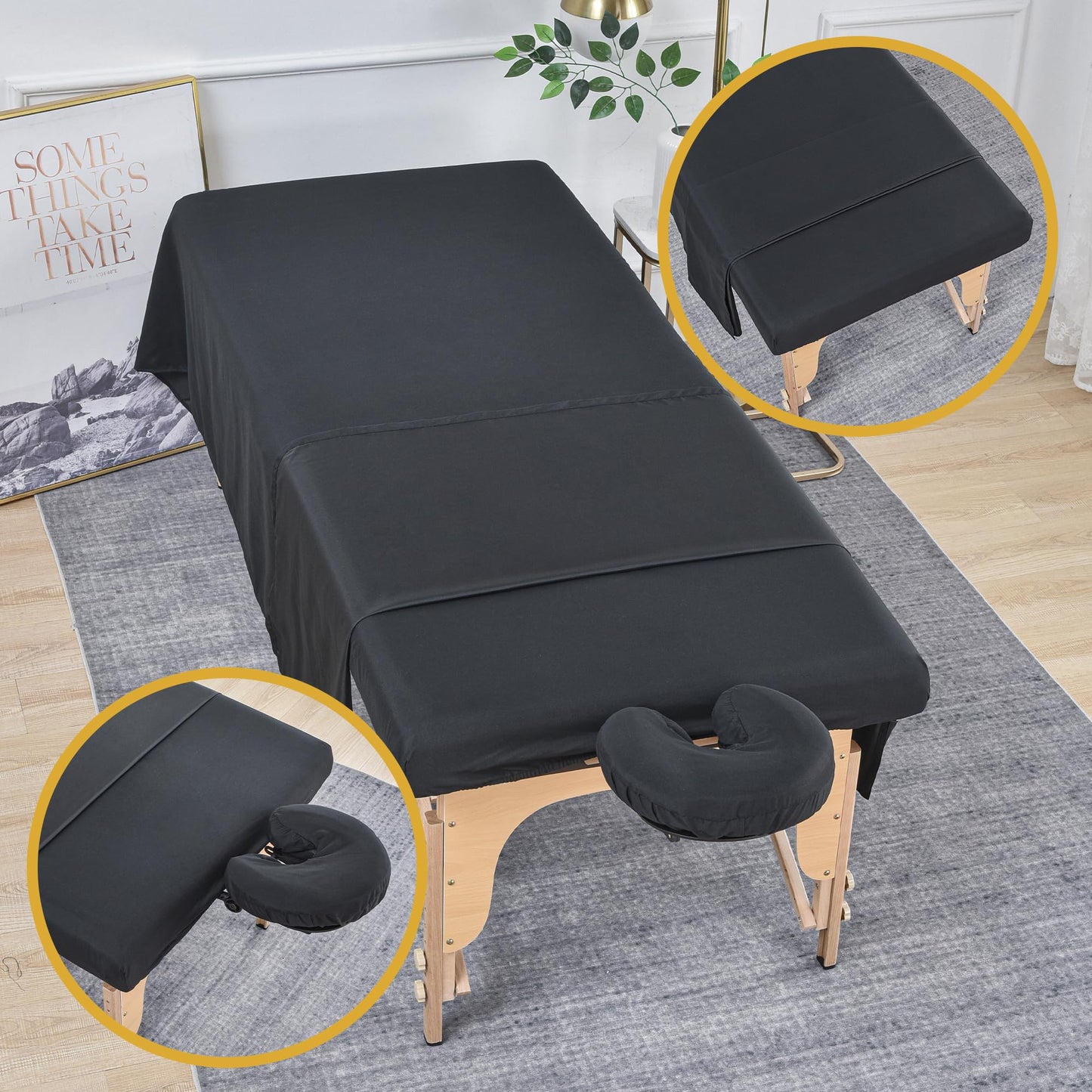 2 Sets Microfiber Massage Table Sheets, 3 Piece Reusable Massage Bed Cover Per Set, Lash Bed Cover Soft, Light-Weight, Stain & Wrinkle Resistant for Spa Beauty Tattoos