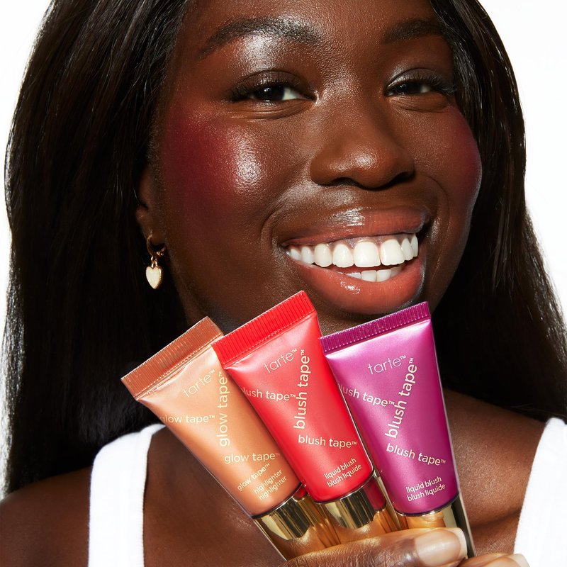 tarte blush tape & glow tape trio set – Blush & Highlighter Duo with Buildable Mineral Pigments & Shea Butter for Hydrating Radiant Cheek Glow, Vegan & Cruelty-Free, travel size, berries