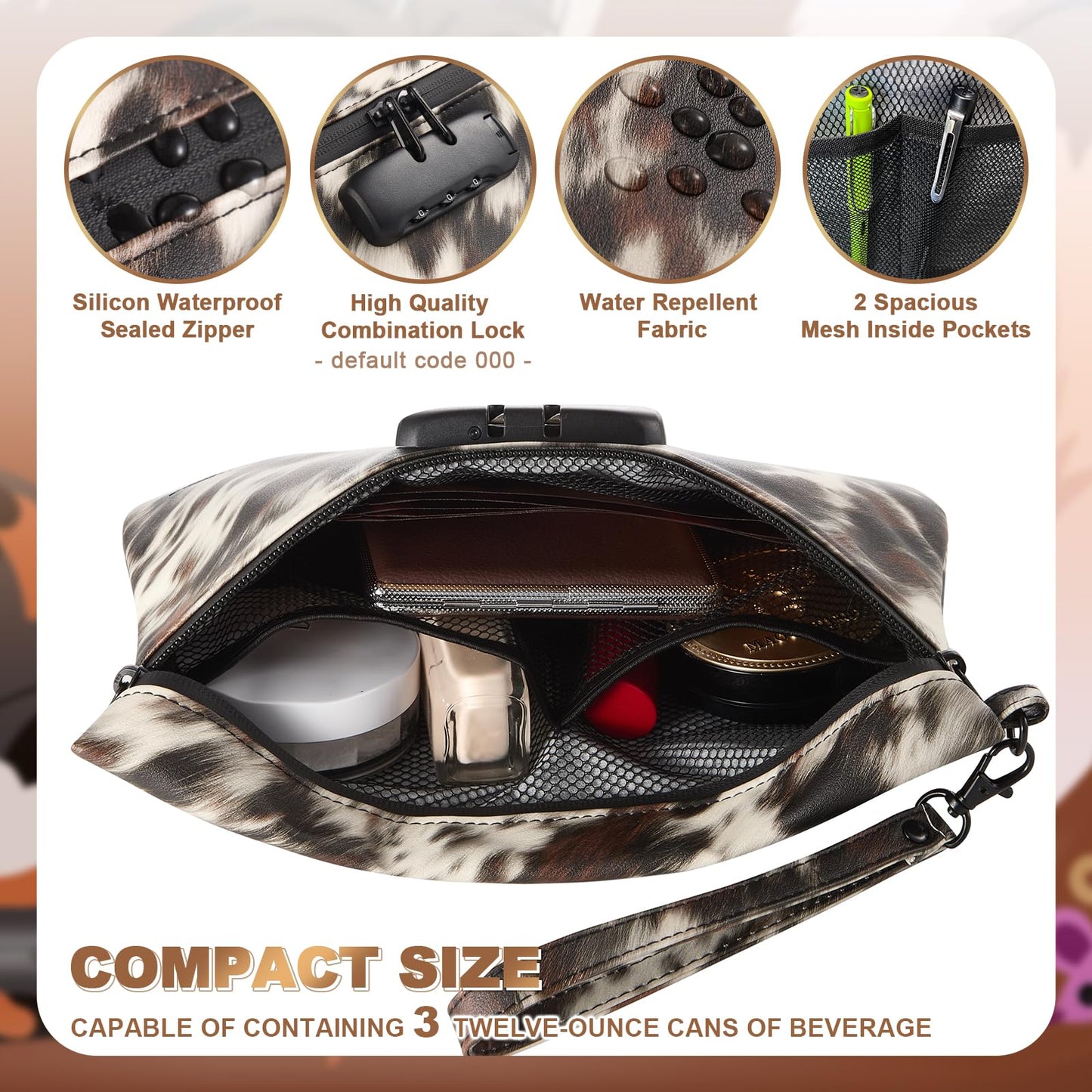 MAICHENG Storage Bag with Combination Lock and Accessories Carbon Lined Bag Container Travel Medicine Cosmetic Organizer Great Gifts for Women