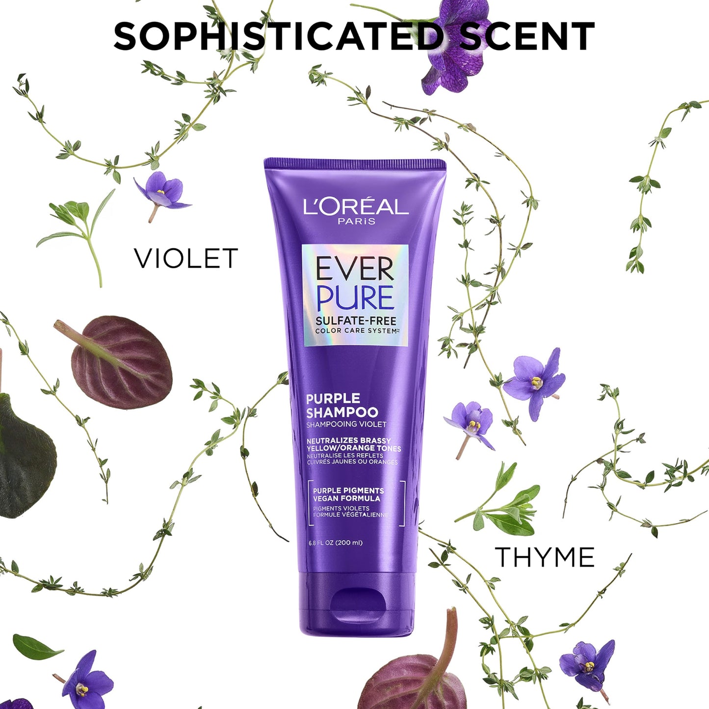 L'Oreal Paris EverPure Purple Shampoo and Conditioner Set, Sulfate-Free Brass Toning for Blonde, Bleached, Highlighted, Silver or Gray Color-Treated Hair, 6.8 Fl Oz, Pack of 6