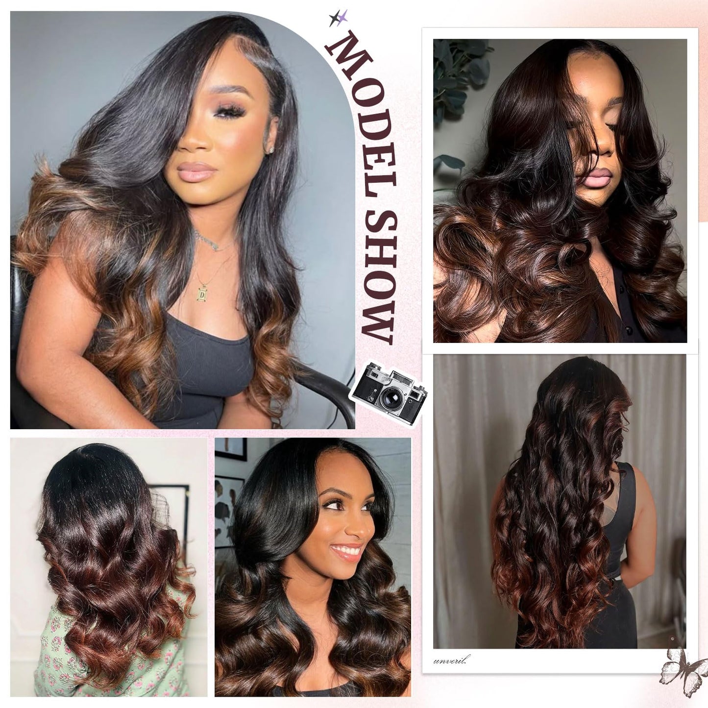 DSEKCAIN Ombre T1B/2/30 5x5 Lace Closure Body Wave Chestnut Brown Color 5x5 Transparent Lace Clsoure 100% Real Human Hair 12 Inch 150% Density