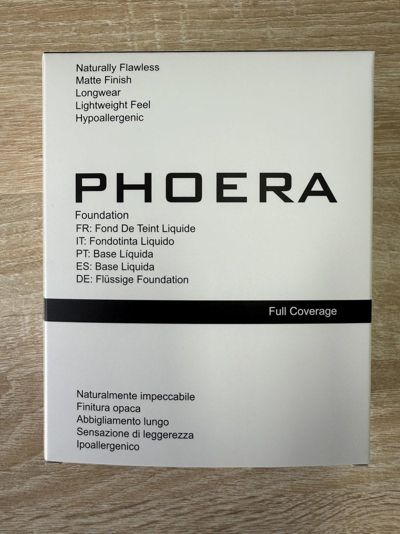 PHOERA Foundation,Full Coverage Foundation, Primer,Powder, Concealer,Makeup Set, Kabuki Makeup Brushes Foundation Brush Powder,2 Makeup Sponge (104 Buff Beige + 105 Sand）