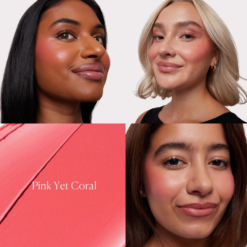 BASMA Beauty Cream Blush for Cheeks, Buildable Non-Sticky Cream Blush Makeup, Long-Lasting Cheek and Lip Tint with Vitamin E, Aloe Vera & Rosemary Extract, Gluten-Free Vegan (Pink Yet Coral)