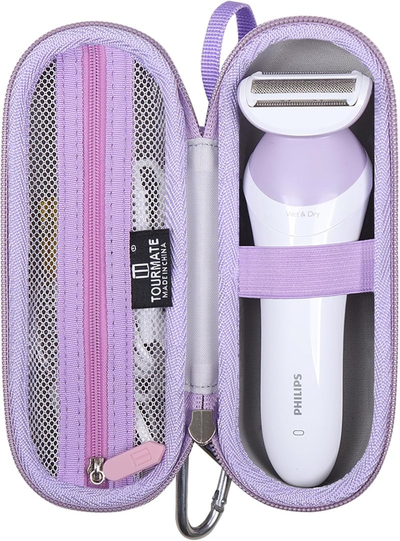 Philips Beauty Shaver Travel Case - Hard Storage for Series 6000 | PU Material, White & Purple