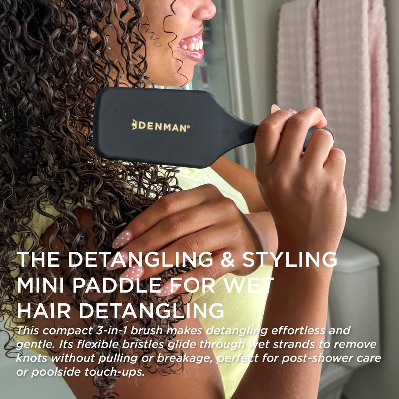 Denman Petite Detangler for Fast and Comfortable Detangling and Blow Drying D38 - Combination of D3 Styling Pins & Paddle Brush (Black)