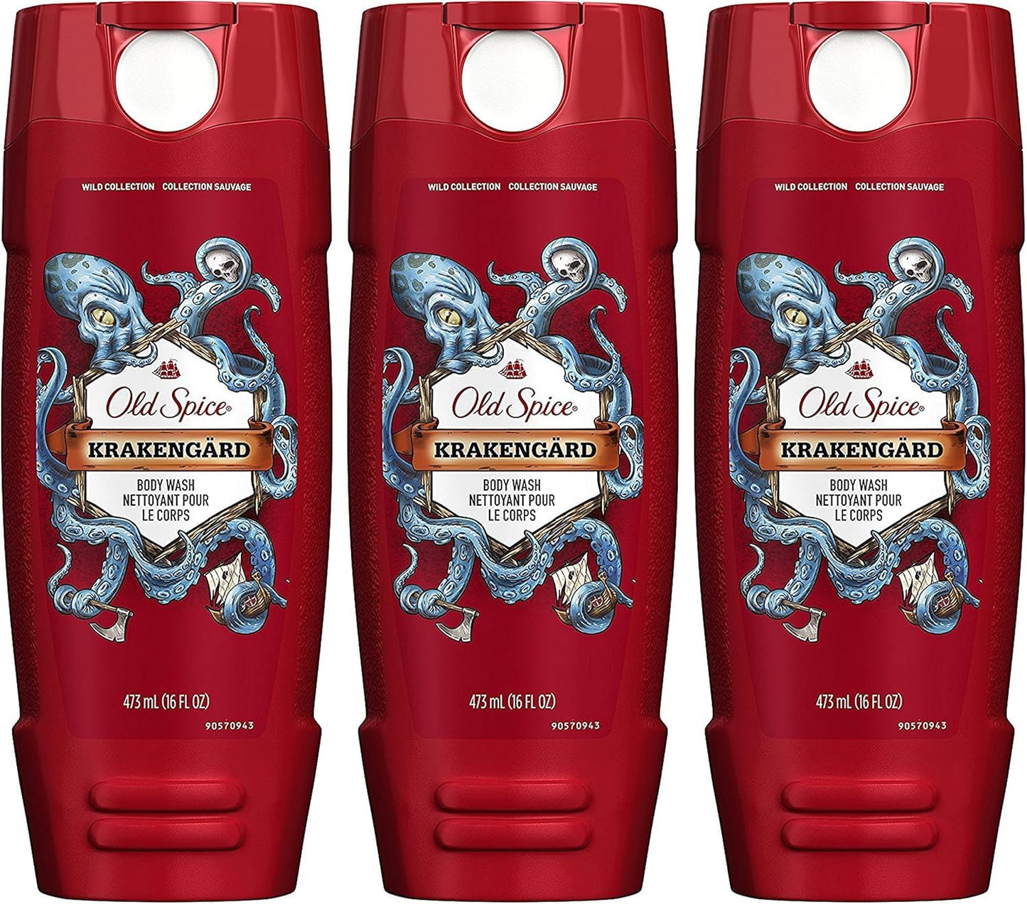 Old Spice Body Wash - Wild Collection - Krakengard - Net Wt. 16 FL OZ (473 mL) Per Bottle - Pack of 3 Bottles