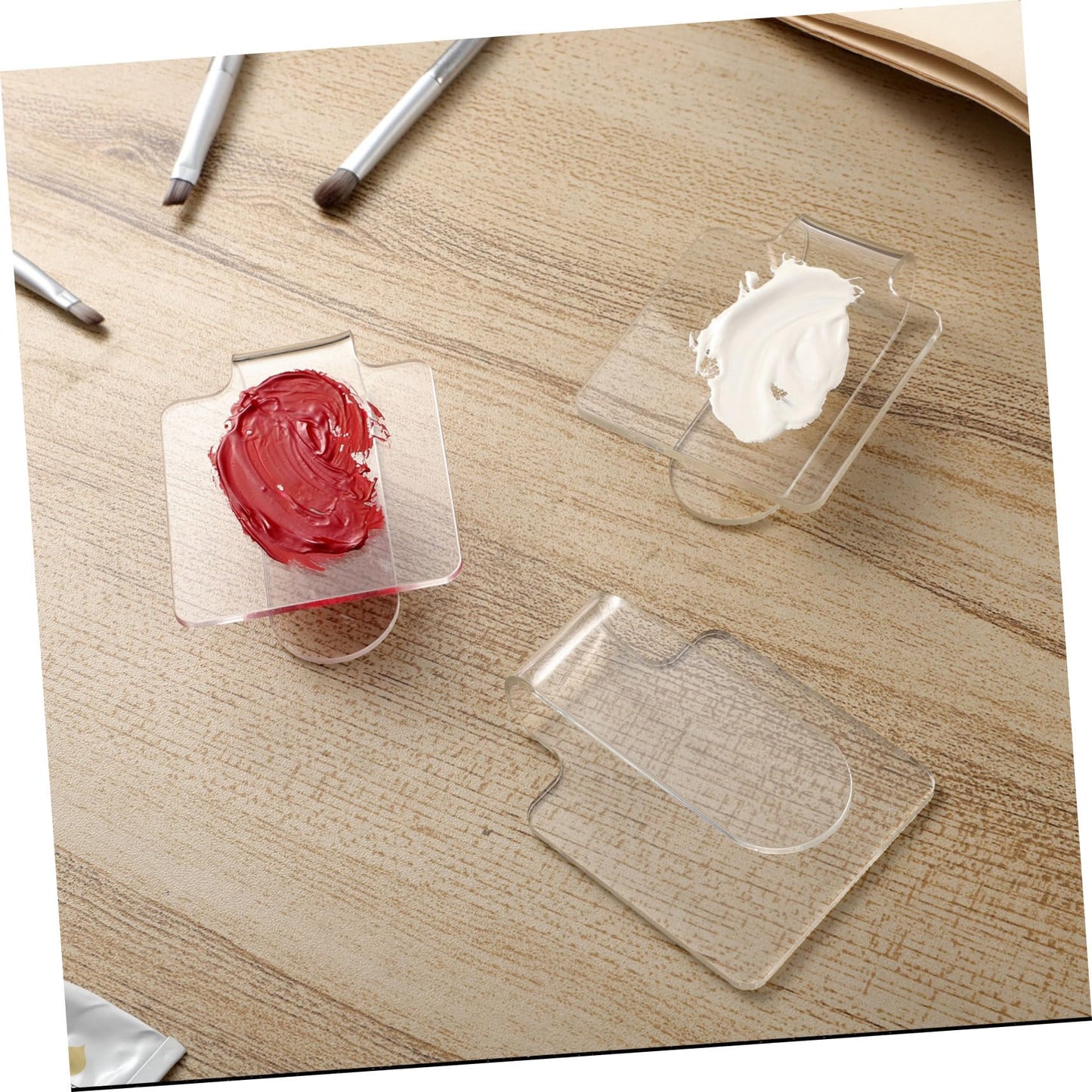 Minkissy 3pcs Makeup Hand Palette Acrylic Nail Art Manicure Palette Makeup Palette Spatula for Home Salon Professional