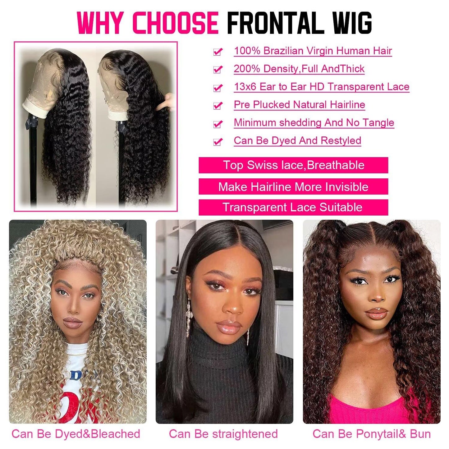 Yeeaak deep wave lace front wig human hair pre plucked hd lace frontal wigs 180% density