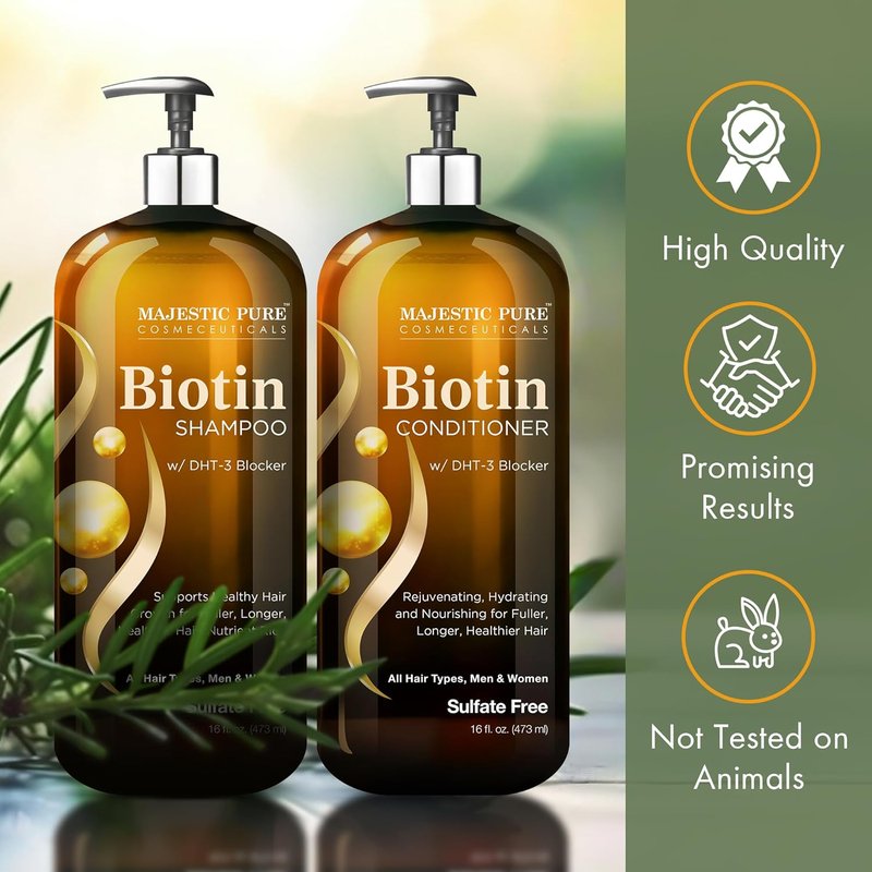Biotin Shampoo and Conditioner Set - DHT Blocker Complex for Healthy Hair | 16 fl oz Each, Sulfate Free