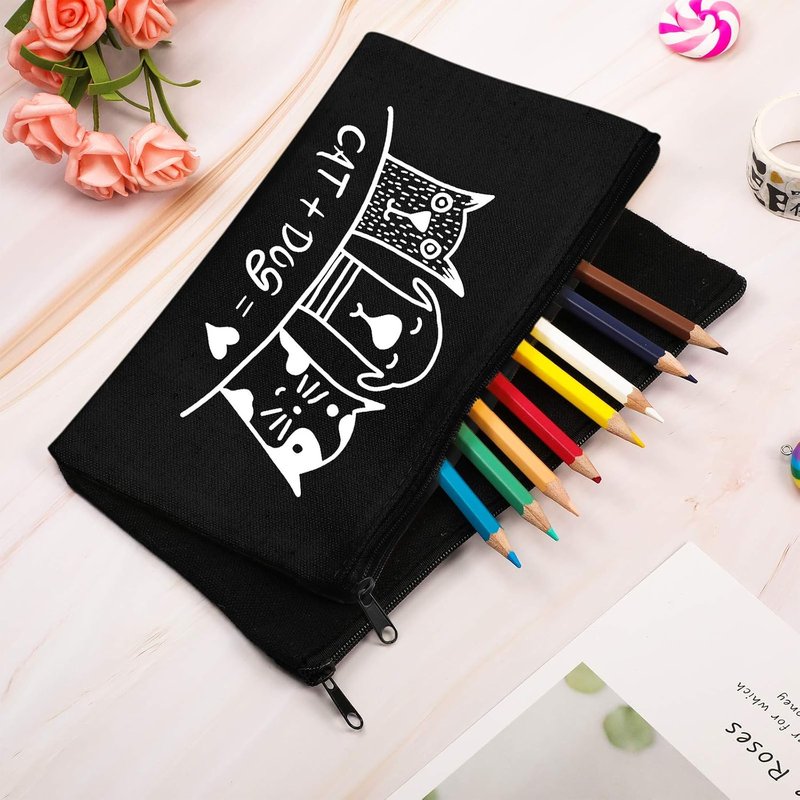 Canvas Pencil Pouch Set - 40 Pieces Zipper Makeup & Craft Bags | Multipurpose Storage for Women - Black