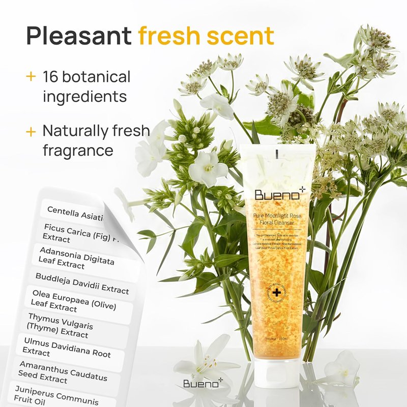 Pure Moonlight Rose Floral Cleanser - Anti-Aging Gentle Face Wash with Rose Petals | Exfoliating & Moisturizing | 5.03 fl. oz.