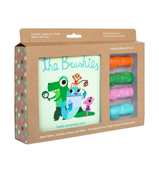 Baby & Toddler Toothbrush Set - 4 Colorful Brushes with Storybook for Fun Oral Care