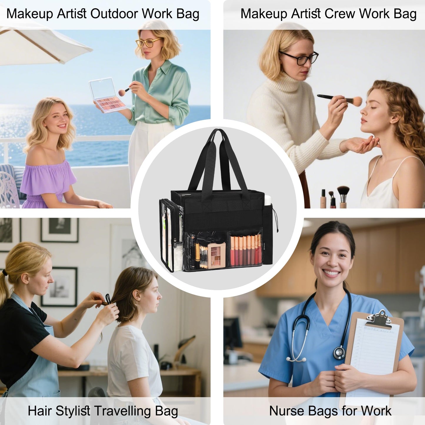 TANTO Extra Large Makeup Bag, Makeup Artist Kit Bag with Divider Professional Cosmetic Bag Organizer Hair Stylist Organizer Bag Mobile Pro Makeup Storage Case Duffle Tote Bag for Makeup Beauty Lover
