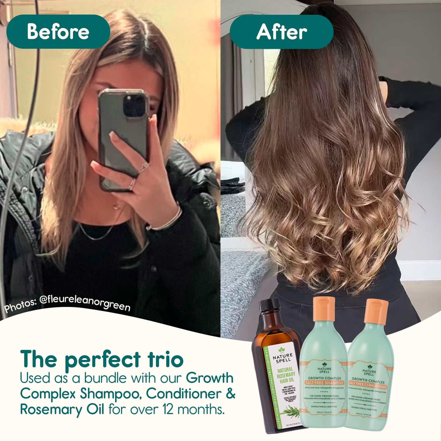 Nature Spell Hair Growth Shampoo and Conditioner Set, 10.14 Fl Oz x 2