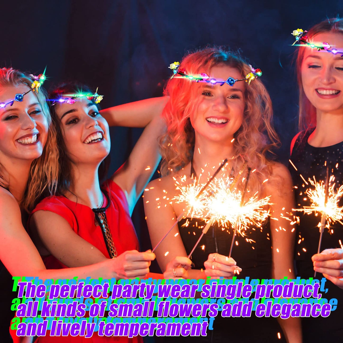Syhood 40 Pcs LED Flower Headband, Light up Flower Crown Garland Headdress Floral Headpiece for Women Hair Accessories Bridal Shower Mother's Day Holiday Birthday Wedding Party(Plum Blossom Style)