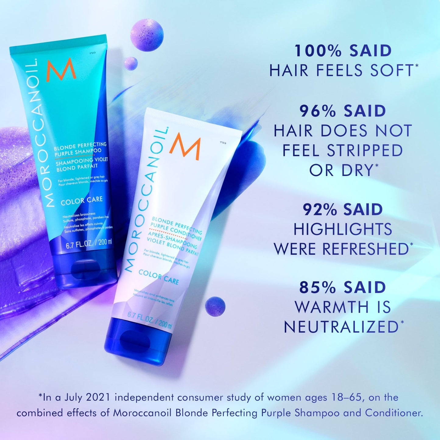 Moroccanoil Blonde Perfecting Purple Shampoo and Conditioner, 8.5 Fl. Oz.