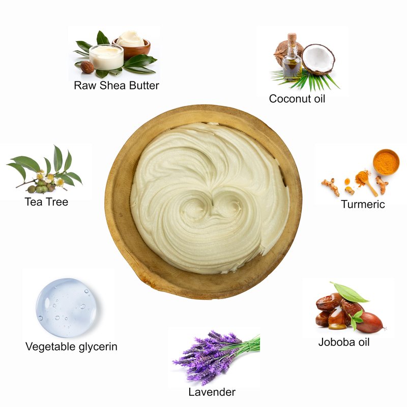 Shea Farms Natural Body Butter Shea Body Moisturizer with Natural Essential Oils to Deeply Nourish, Protect, and Rejuvenate dry Skin - Tea Tree and Lavender 14 oz