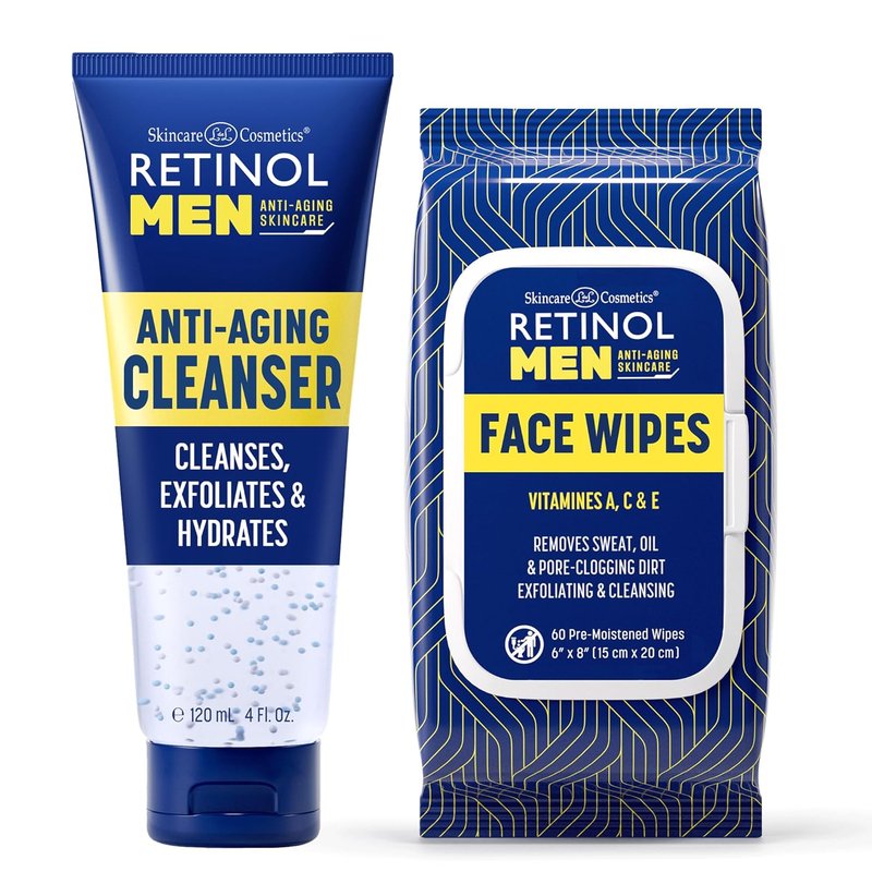 Retinol Men's Gel Cleanser - Exfoliating Anti-Aging Formula for Improved Skin Texture | Removes Dirt & Oil