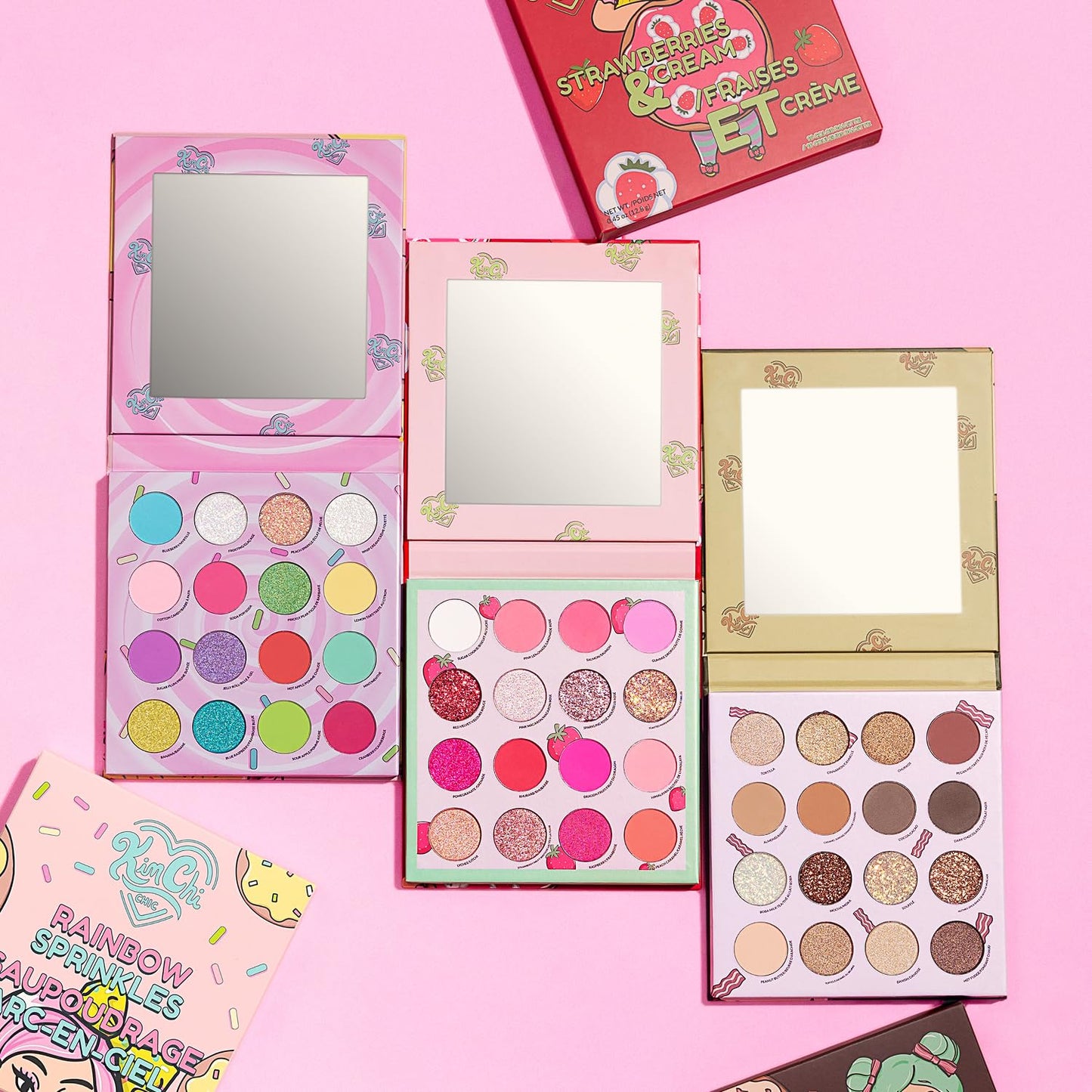 KimChiChic Beauty Donut Collection Eyeshadow Palette - 16 Matte, Pigment, & Glitter Shadows, Versatile for Day to Night Looks, Cruelty Free, Rainbow Sprinkles
