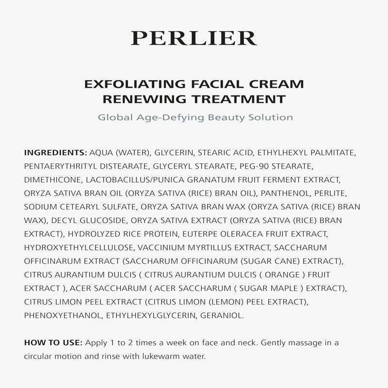 Perlier Black Rice Platinum Exfoliating Facial Cream Renewing Treatment, 3.3 fl. oz.