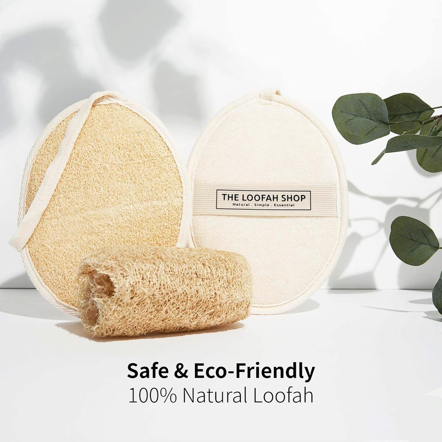 Exfoliating Bath Loofah Sponge - Eco-Friendly Natural Egyptian Luffa | 7" x 5.25" (2 Pack)