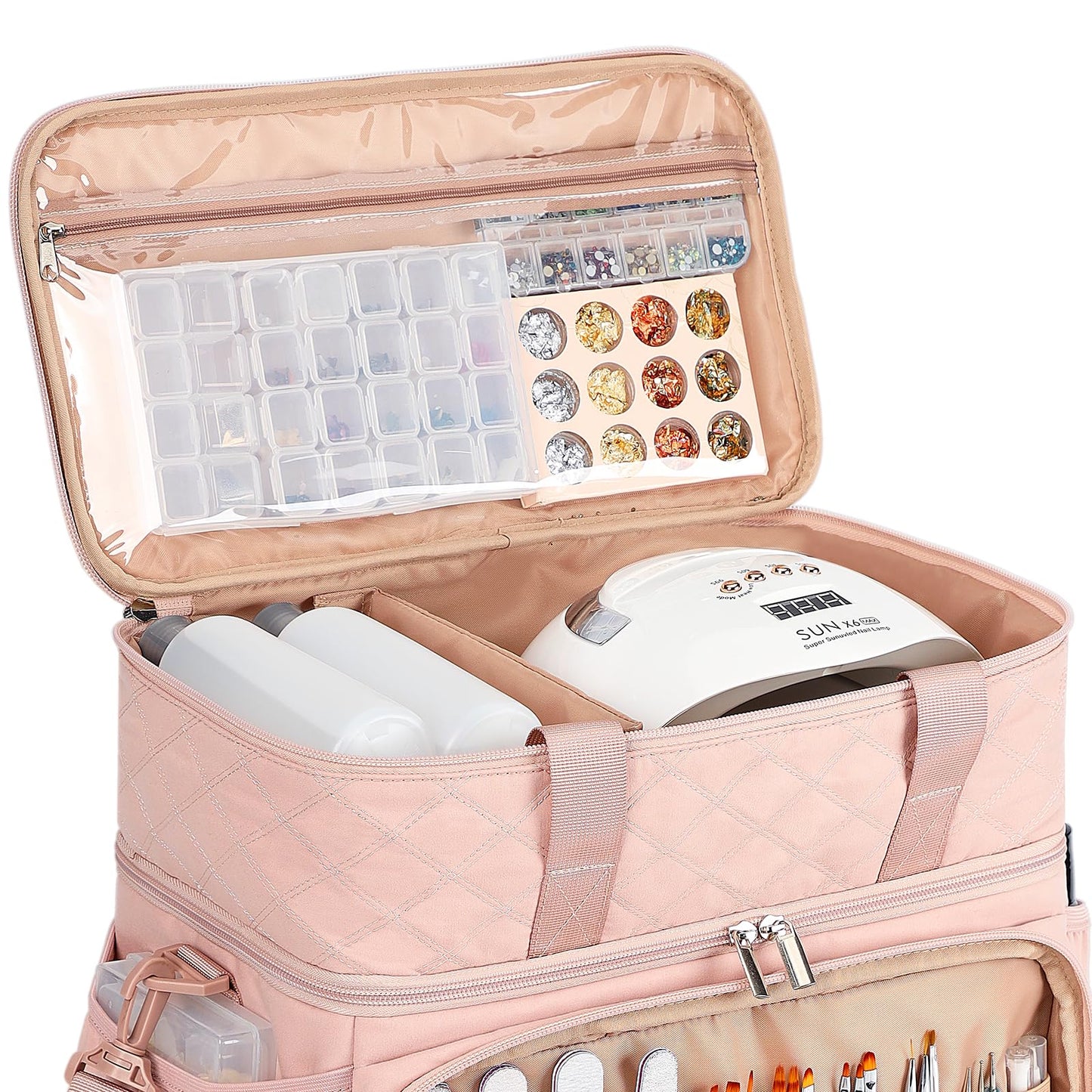 HOMEST Double Layer Nail Polish Storage Organizer for 80 Bottles and a Lamp