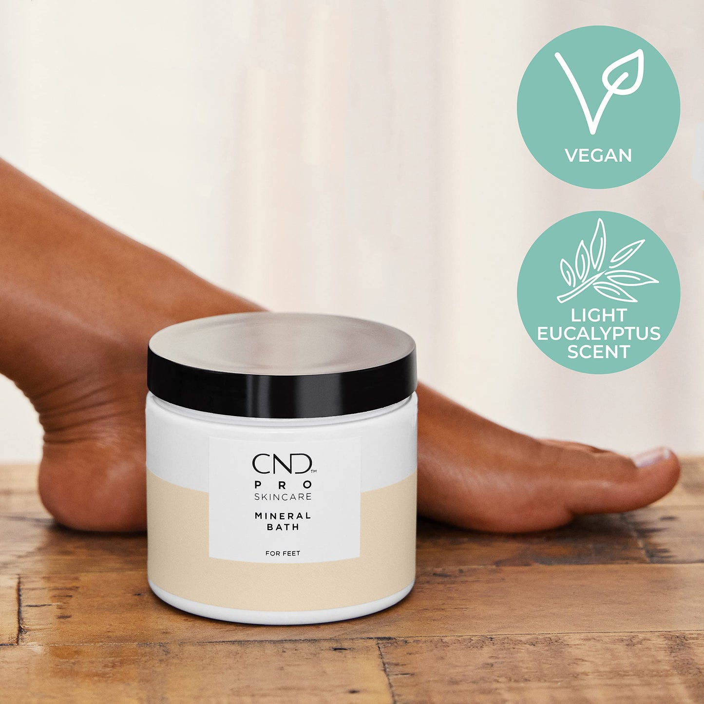 CND Pro Skincare Mineral Bath for Feet, Avocado Oil, Vitamin E, and Shea Butter, Natural Vegan Formula, 18 Fl Oz