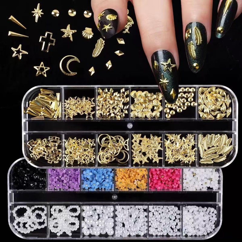 6 Box Nail Charms and Gems, Fruit Bow Hawaii Flowers Petals 3D Nail Art Charms and Flower Nail Art Stickers, Charms Y2K for Nails, Colorful Bubble Beads Nail Rhinestones