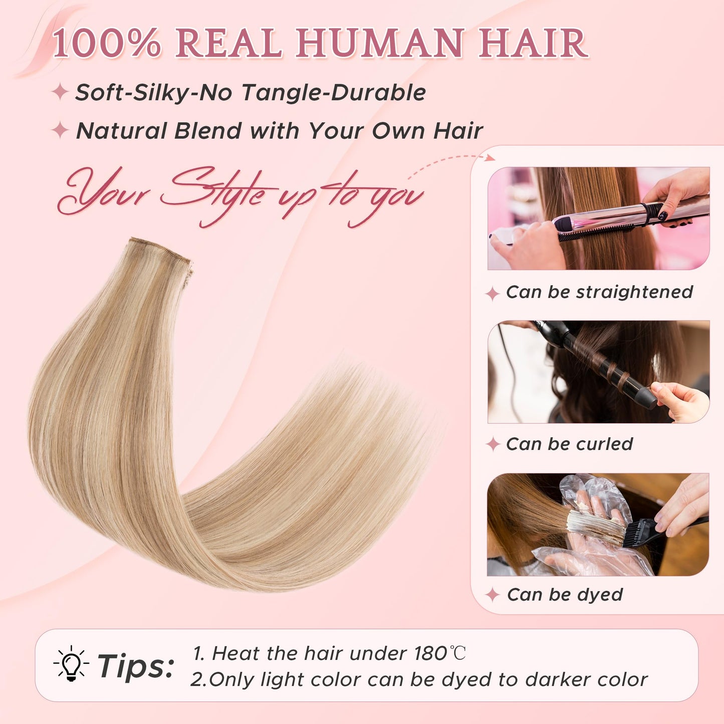 SEGO Single Clip In Hair Extensions Real Human Hair 6 Pcs Individual Clip Ins -18 Inch #12P613 Golden Brown&Bleach Blonde