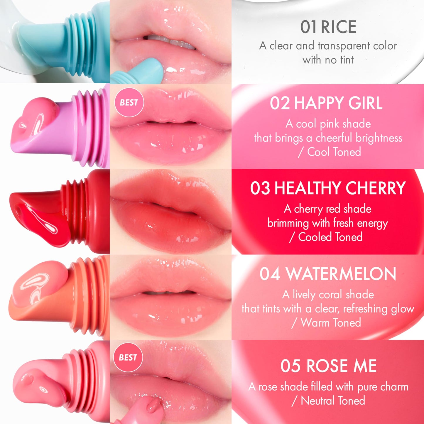 Amuse SEOUL Care Tint Lip Balm Keyring | Korean Beauty Hydrating Lip Balm + Keychain, Rice Extract & Multi-Peptide Complex, Clear Glossy Finish | 0.21 oz
