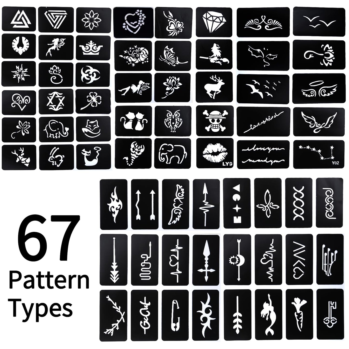 Ponhey Temporary Tattoo Markers for Skin, 24 Body Markers+67 Large Tattoo Stencils,Dual-End Tattoo Pens,Fine Lines with Cosmetic-Grade,Flexible, Skin-Safe Face Paint Kit for Kids Teenage Adults